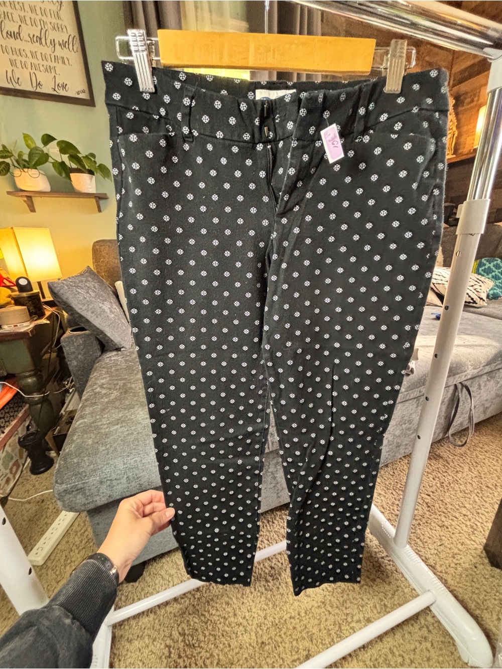 Old Navy Black Leggings with White Polka Dots